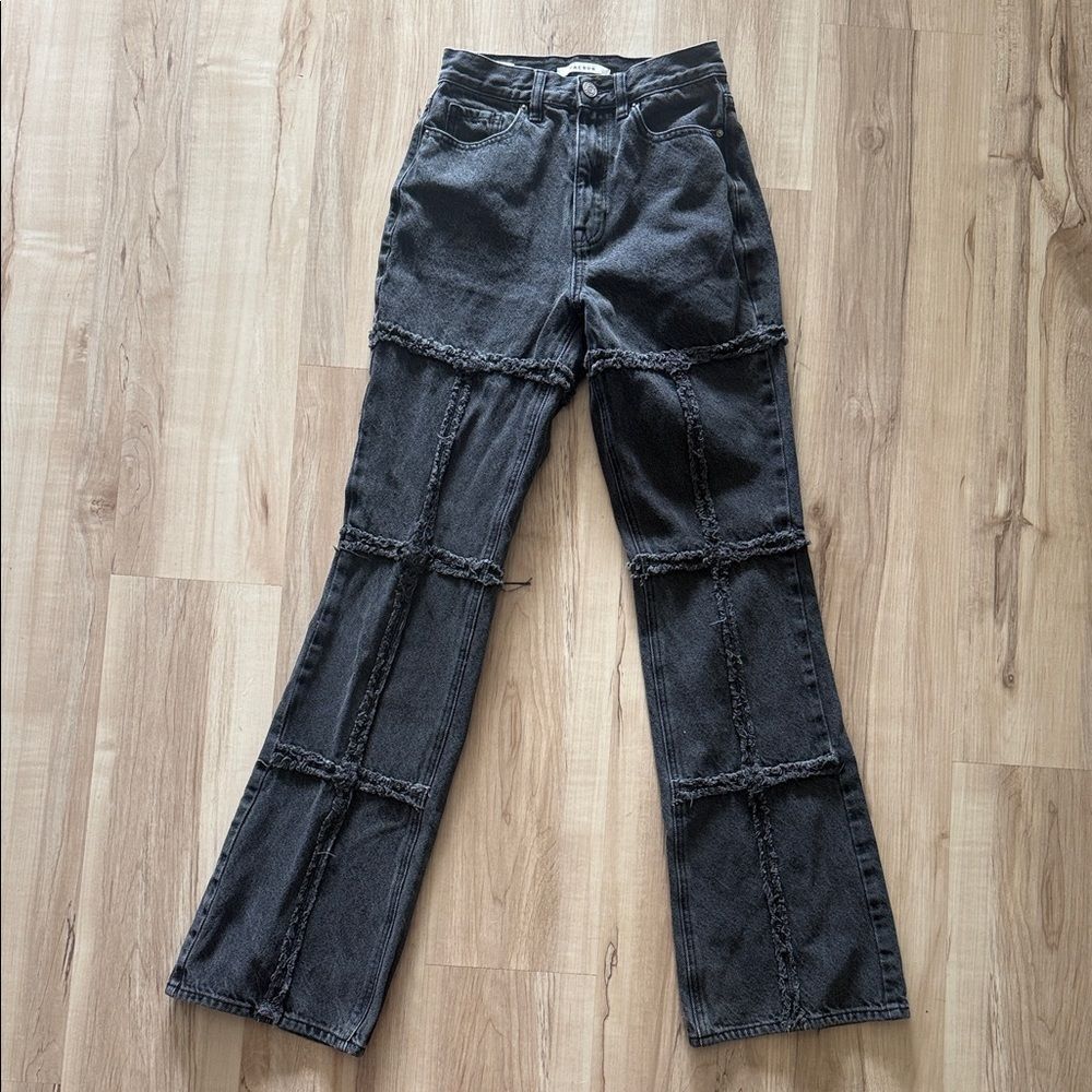 PacSun Black Highrise Bootcut Women's Jeans with fringe detail